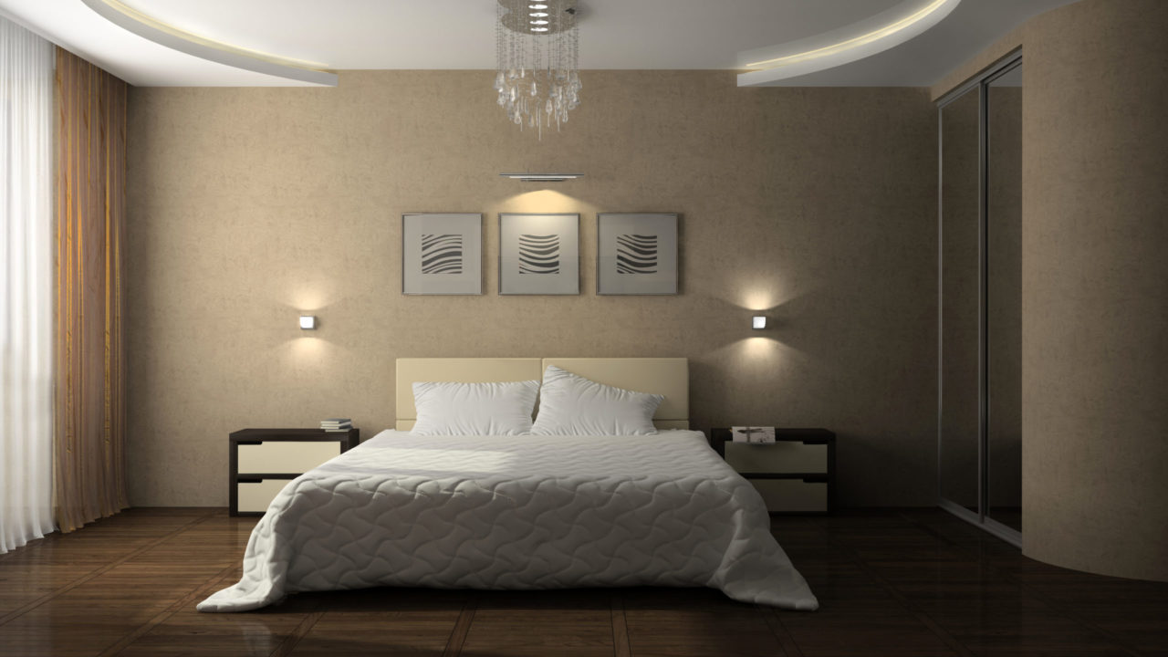 Interior of the stylish bedroom 3D rendering